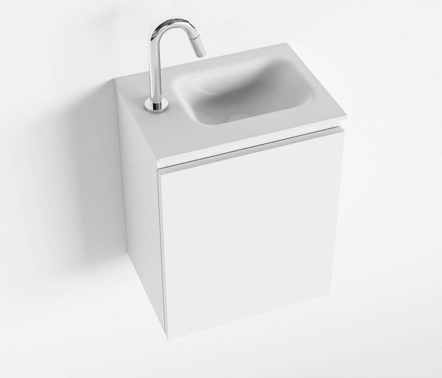 Mondiaz OLAN Toiletmeubel 40x30x40cm met 1 kraangaten 1 lades talc mat Wastafel Lex rechts Solid Surface Wit FK75342408 - Foto 3