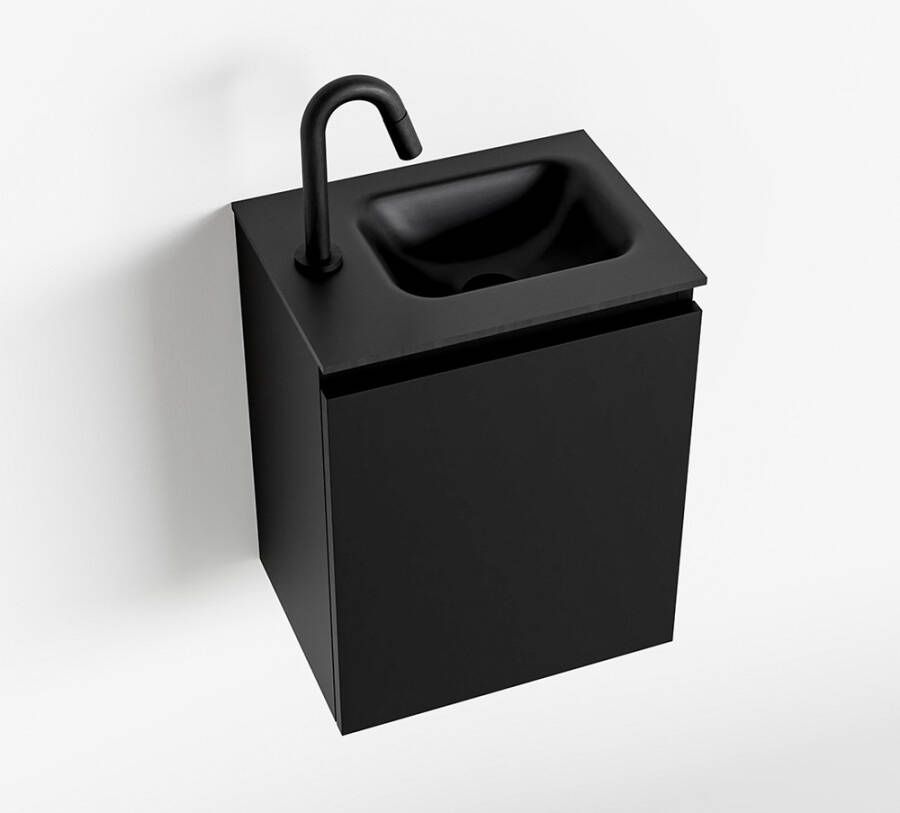 Mondiaz OLAN Toiletmeubel 40x30x40cm met 1 kraangaten 1 lades urban mat Wastafel Lex rechts Solid Surface Zwart FK75342785 - Foto 2