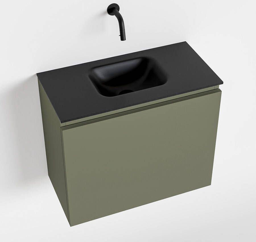 Mondiaz OLAN Toiletmeubel 60x30x40cm met 0 kraangaten 1 lades army mat Wastafel Lex midden Solid Surface Zwart FK75342875 - Foto 2