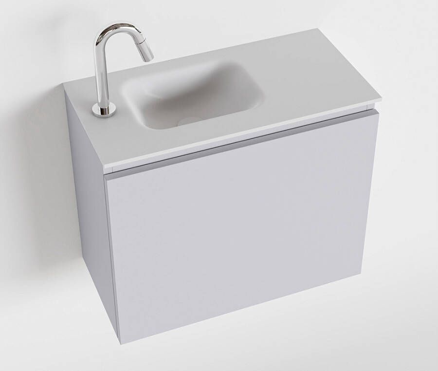 Mondiaz OLAN Toiletmeubel 60x30x40cm met 1 kraangaten 1 lades cale mat Wastafel Lex links Solid Surface Wit FK75342644