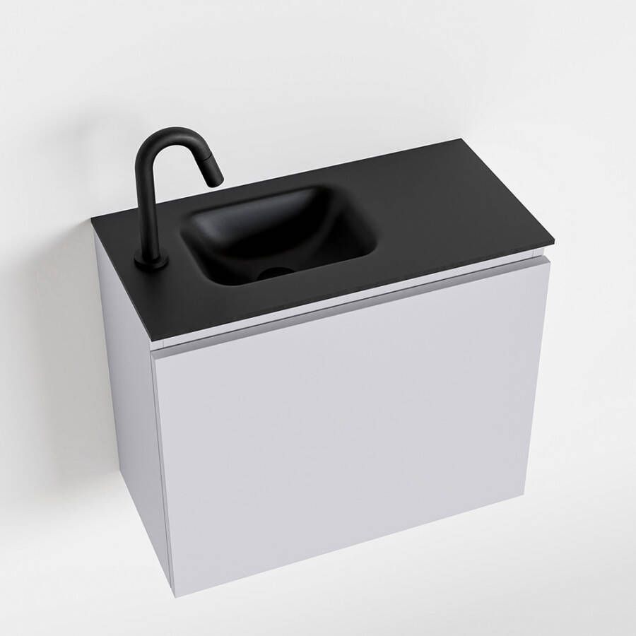 Mondiaz OLAN Toiletmeubel 60x30x40cm met 1 kraangaten 1 lades cale mat Wastafel Lex links Solid Surface Zwart FK75342992