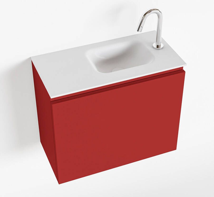 Mondiaz OLAN Toiletmeubel 60x30x40cm met 1 kraangaten 1 lades fire mat Wastafel Lex rechts Solid Surface Wit FK75342588