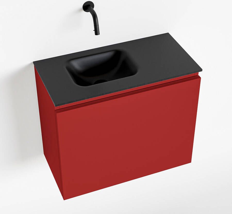 Mondiaz OLAN Toiletmeubel 60x30x40cm met 0 kraangaten 1 lades fire mat Wastafel Lex links Solid Surface Zwart FK75342935