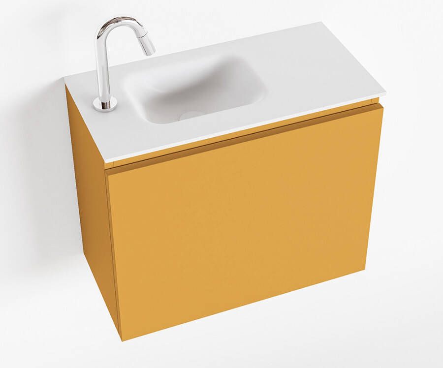 Mondiaz OLAN Toiletmeubel 60x30x40cm met 1 kraangaten 1 lades ocher mat Wastafel Lex links Solid Surface Wit FK75342557 - Foto 3