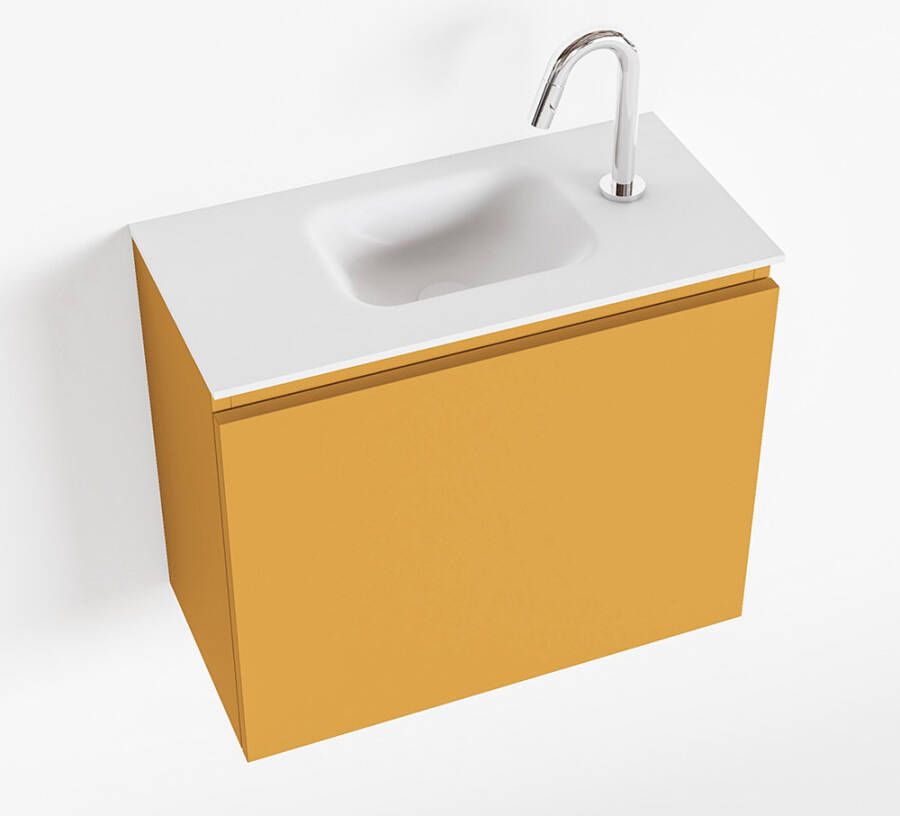 Mondiaz OLAN Toiletmeubel 60x30x40cm met 1 kraangaten 1 lades ocher mat Wastafel Lex midden Solid Surface Wit FK75342555