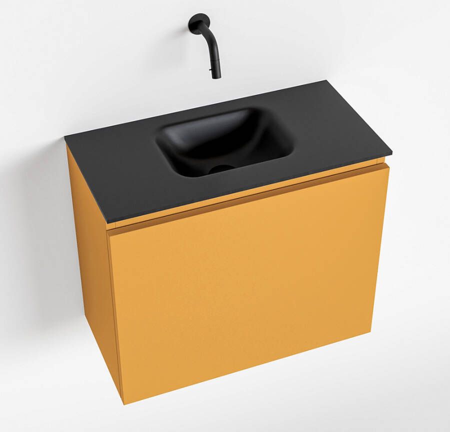 Mondiaz OLAN Toiletmeubel 60x30x40cm met 0 kraangaten 1 lades ocher mat Wastafel Lex midden Solid Surface Zwart FK75342904 - Foto 2