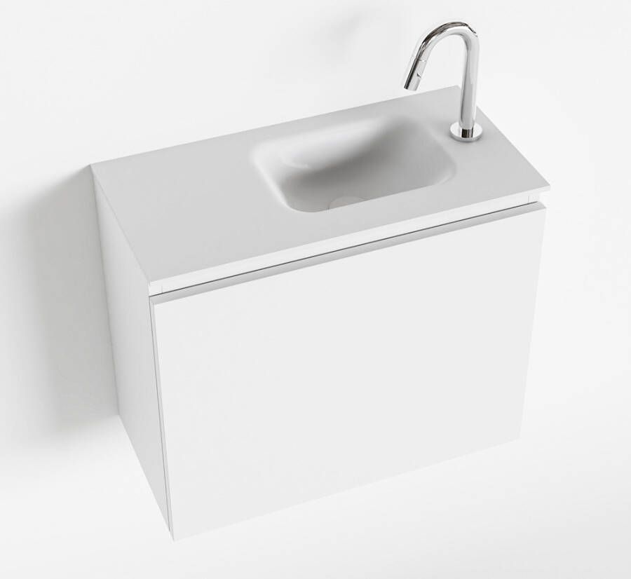 Mondiaz OLAN Fonteinset 60x30x40cm 1 kraangat 1 lade talc mat wasbak rechts Solid Surface Wit FK75342414 - Foto 2