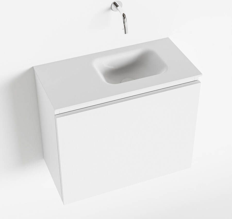 Mondiaz OLAN Fonteinset 60x30x40cm 0 kraangaten 1 lade talc mat wasbak rechts Solid Surface Wit FK75342415