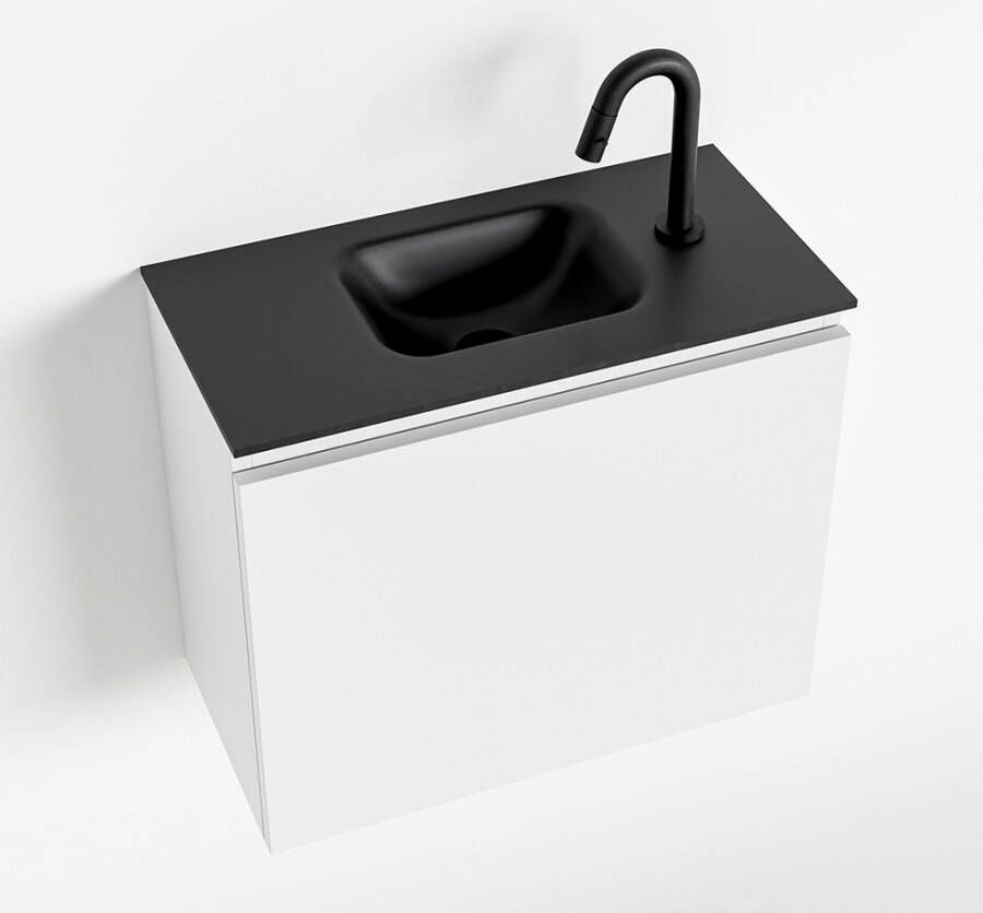 Mondiaz OLAN Toiletmeubel 60x30x40cm met 1 kraangaten 1 lades talc mat Wastafel Lex midden Solid Surface Zwart FK75342758