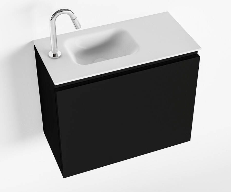 Mondiaz OLAN Fonteinset 60x30x40cm 1 kraangat 1 lade urban mat wasbak links Solid Surface Wit FK75342441 - Foto 2