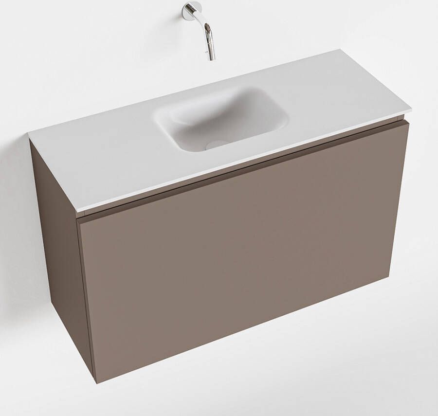 Mondiaz OLAN Toiletmeubel 80x30x40cm met 0 kraangaten 1 lades smoke mat Wastafel Lex midden Solid Surface Wit FK75342504 - Foto 2
