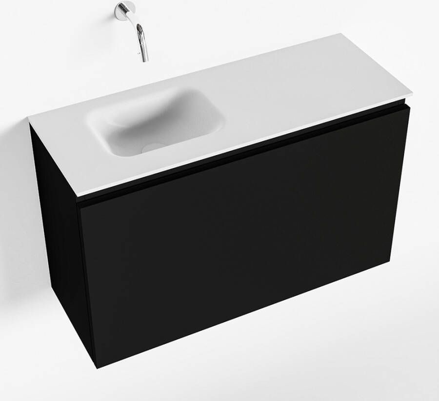 Mondiaz OLAN Toiletmeubel 80x30x40cm met 0 kraangaten 1 lades urban mat Wastafel Lex links Solid Surface Wit FK75342448 - Foto 3