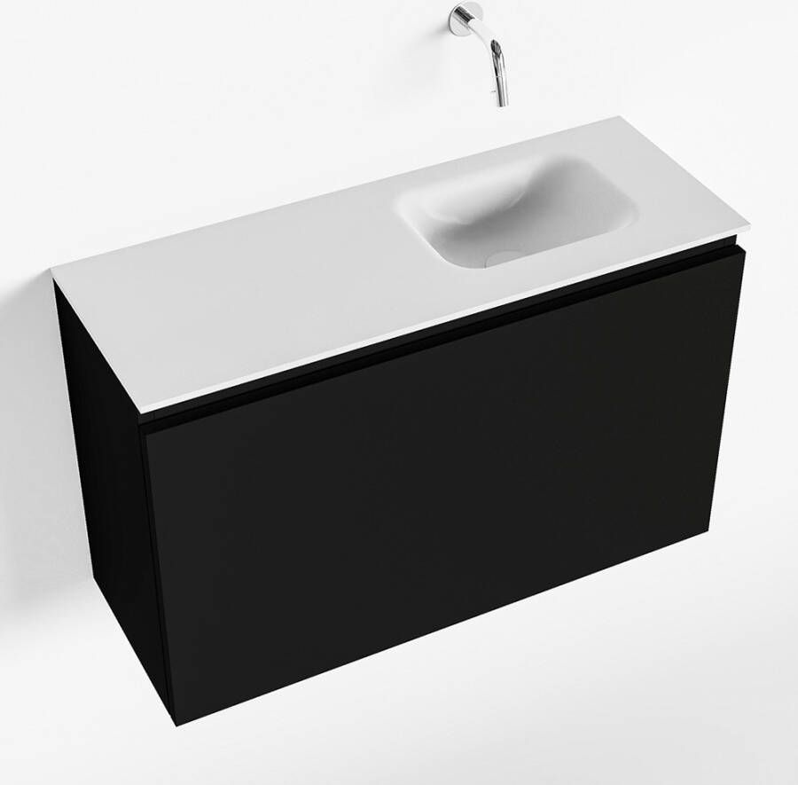 Mondiaz OLAN Toiletmeubel 80x30x40cm met 0 kraangaten 1 lades urban mat Wastafel Lex rechts Solid Surface Wit FK75342450
