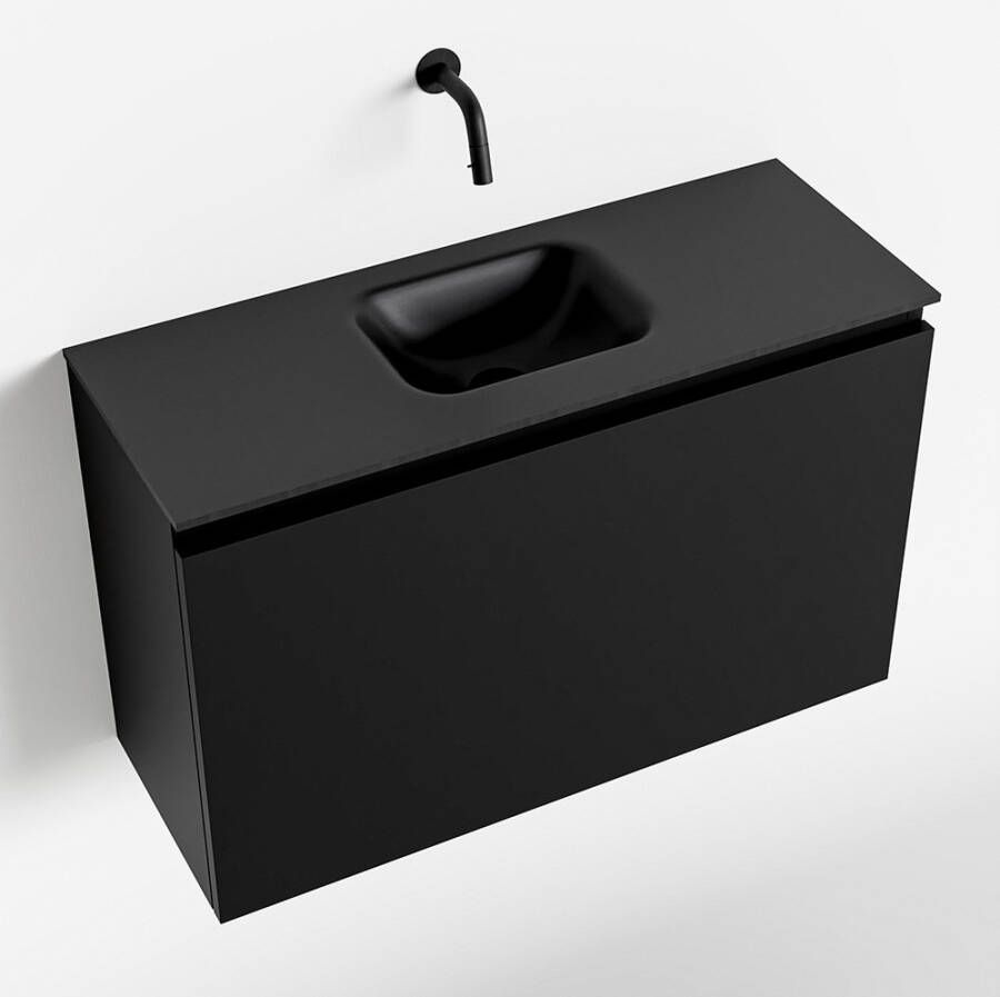Mondiaz OLAN Toiletmeubel 80x30x40cm met 0 kraangaten 1 lades urban mat Wastafel Lex midden Solid Surface Zwart FK75342794 - Foto 2