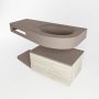 Mondiaz RIVA badmeubelsets 100x50x30cm 1 lade MDF Light Brown Grey mat push to open 0 kraangaten 1 wasbak rechts Smoke solid surface RIVA11018 - Thumbnail 3