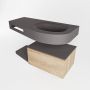 Mondiaz RIVA badmeubelsets 100x50x30cm 1 lade MDF Washed Oak mat push to open 1 kraangat 1 wasbak rechts dark grey solid surface RIVA10476 - Thumbnail 3