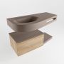 Mondiaz RIVA badmeubelsets 100x50x30cm 1 lade MDF Washed Oak mat push to open 0 kraangaten 1 wasbak links Smoke solid surface RIVA11001 - Thumbnail 2