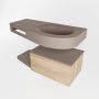 Mondiaz RIVA badmeubelsets 100x50x30cm 1 lade MDF Washed Oak mat push to open 0 kraangaten 1 wasbak rechts Smoke solid surface RIVA11002 - Thumbnail 3