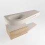 Mondiaz RIVA badmeubelsets 120x50x30cm 1 lade MDF Washed Oak mat push to open 1 kraangat 1 wasbak links Linen solid surface RIVA10655 - Thumbnail 3