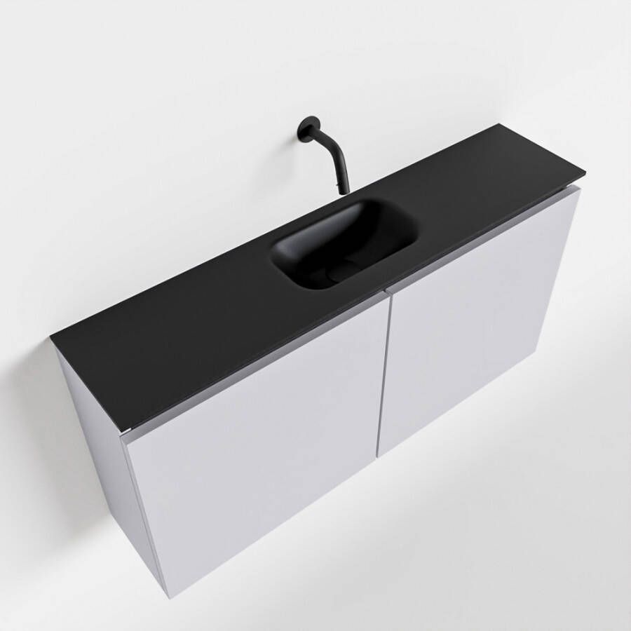 Mondiaz TURE Toiletmeubel 100x23x50cm met 0 kraangaten 2 deuren cale mat Wastafel Eden midden Solid Surface Zwart FK75341611 - Foto 2