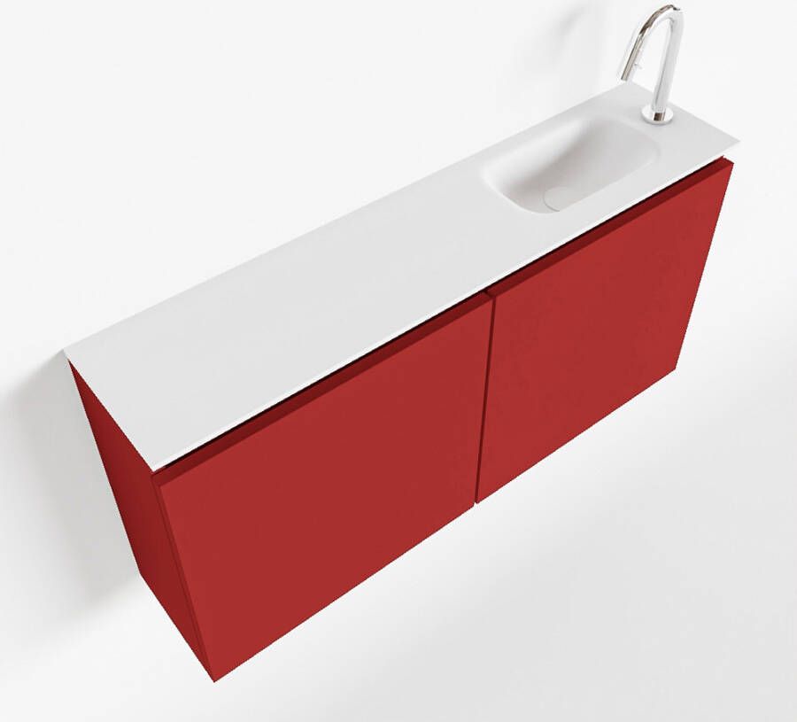 Mondiaz TURE Toiletmeubel 100x23x50cm met 1 kraangaten 2 deuren fire mat Wastafel Eden rechts Solid Surface Wit FK75341203 - Foto 2