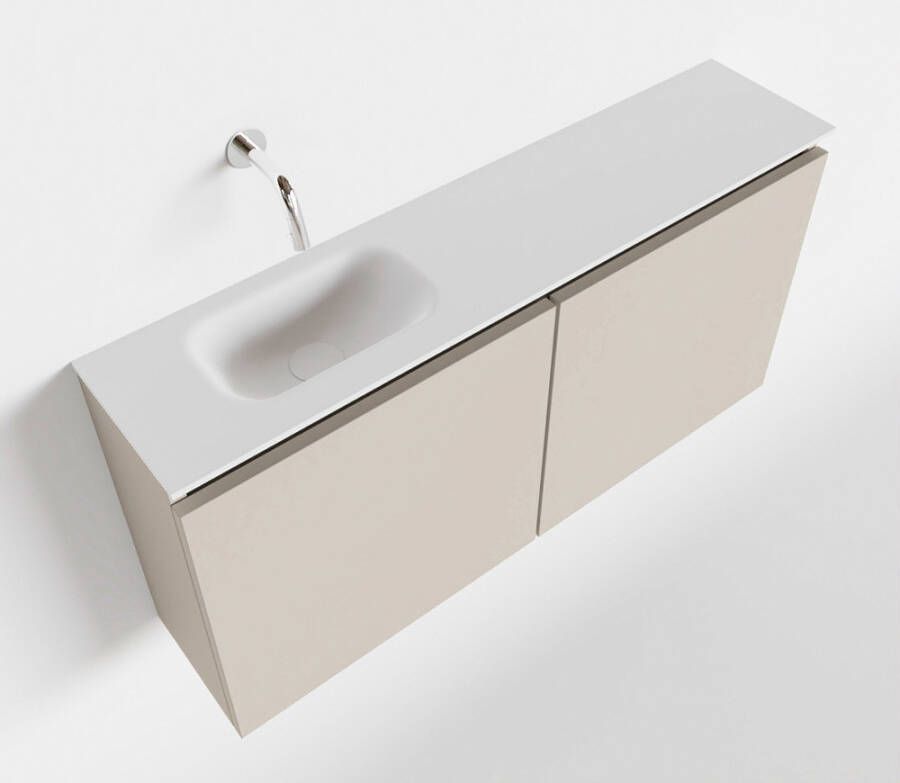 Mondiaz TURE Toiletmeubel 100x23x50cm met 0 kraangaten 2 deuren linen mat Wastafel Eden links Solid Surface Wit FK75341232 - Foto 4