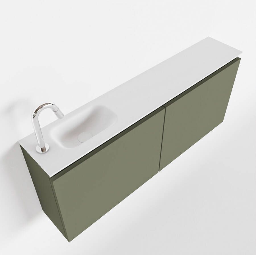 Mondiaz TURE Toiletmeubel 120x23x50cm met 1 kraangaten 2 deuren army mat Wastafel Eden links Solid Surface Wit FK75341147 - Foto 3