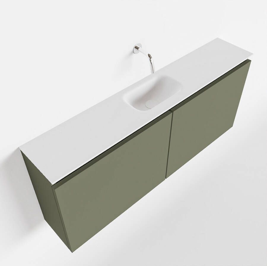Mondiaz TURE Toiletmeubel 120x23x50cm met 0 kraangaten 2 deuren army mat Wastafel Eden midden Solid Surface Wit FK75341146 - Foto 2