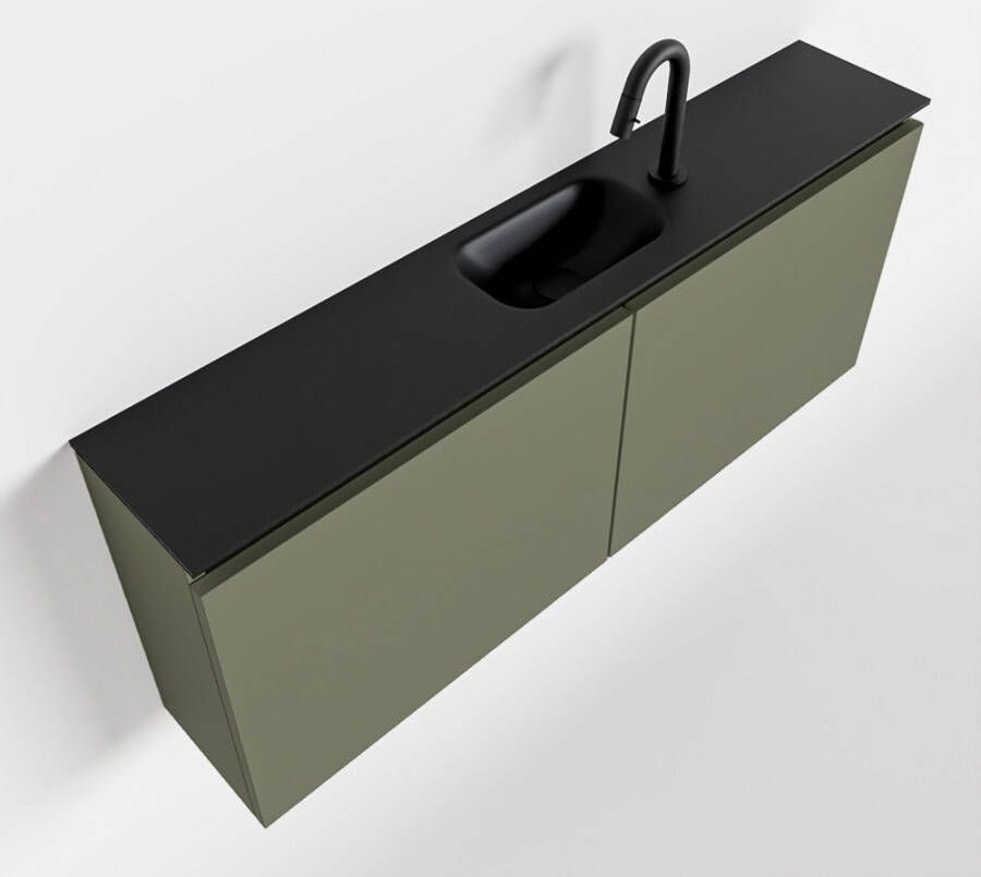 Mondiaz TURE Toiletmeubel 120x23x50cm met 1 kraangaten 2 deuren army mat Wastafel Eden midden Solid Surface Zwart FK75341500 - Foto 2