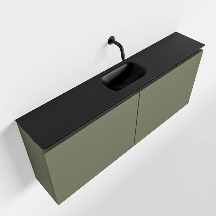 Mondiaz TURE Toiletmeubel 120x23x50cm met 0 kraangaten 2 deuren army mat Wastafel Eden midden Solid Surface Zwart FK75341501 - Foto 2