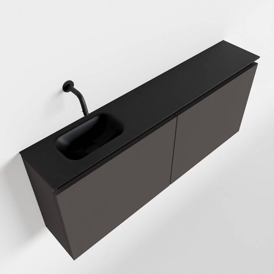 Mondiaz TURE Toiletmeubel 120x23x50cm met 0 kraangaten 2 deuren dark grey mat Wastafel Eden links Solid Surface Zwart FK75341445 - Foto 3