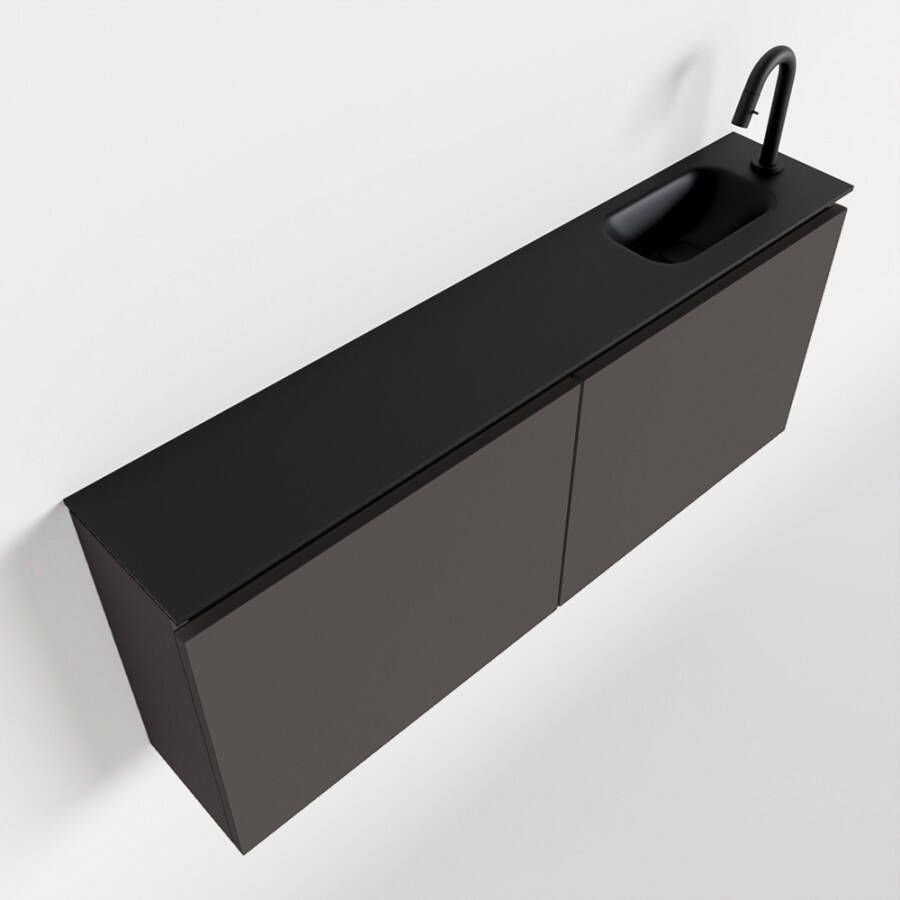 Mondiaz TURE Toiletmeubel 120x23x50cm met 1 kraangaten 2 deuren dark grey mat Wastafel Eden rechts Solid Surface Zwart FK75341446 - Foto 2