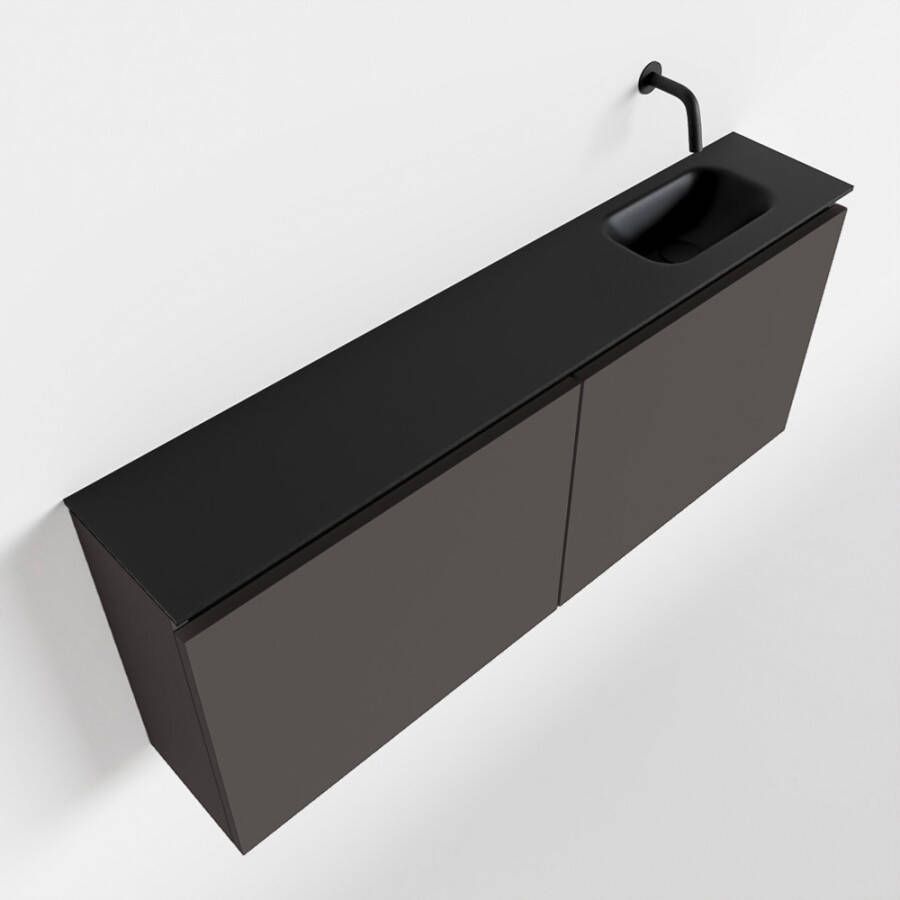 Mondiaz TURE Toiletmeubel 120x23x50cm met 0 kraangaten 2 deuren dark grey mat Wastafel Eden rechts Solid Surface Zwart FK75341447 - Foto 2