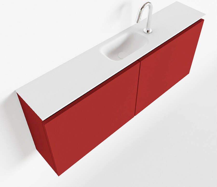 Mondiaz TURE Toiletmeubel 120x23x50cm met 1 kraangaten 2 deuren fire mat Wastafel Eden midden Solid Surface Wit FK75341205