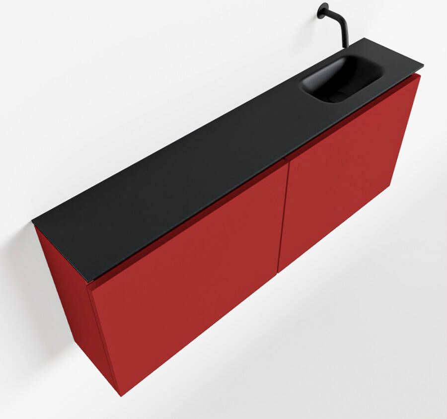 Mondiaz TURE Toiletmeubel 120x23x50cm met 0 kraangaten 2 deuren fire mat Wastafel Eden rechts Solid Surface Zwart FK75341563 - Foto 2