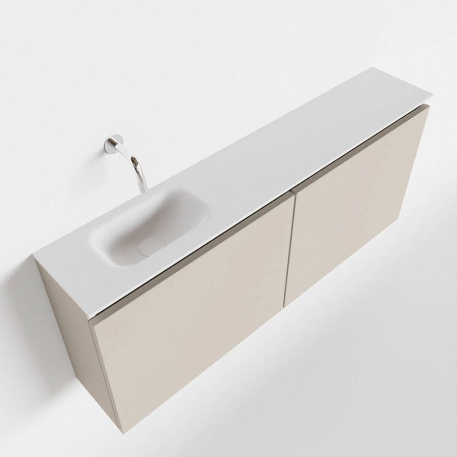 Mondiaz TURE Toiletmeubel 120x23x50cm met 0 kraangaten 2 deuren linen mat Wastafel Eden links Solid Surface Wit FK75341238 - Foto 2