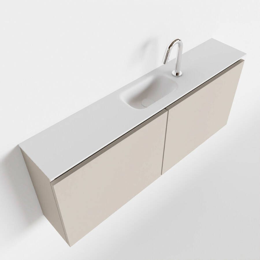 Mondiaz TURE Toiletmeubel 120x23x50cm met 1 kraangaten 2 deuren linen mat Wastafel Eden midden Solid Surface Wit FK75341235 - Foto 3