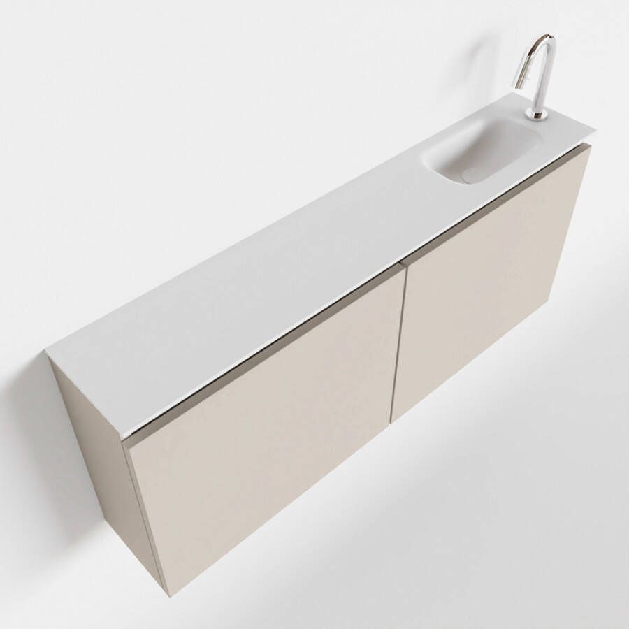 Mondiaz TURE Fonteinset 120x23x50cm 1 kraangat 2 deuren linen mat Wasbak rechts Solid Surface Wit FK75341239 - Foto 2