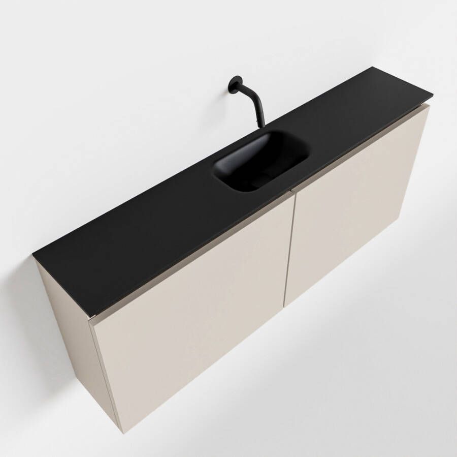 Mondiaz TURE Toiletmeubel 120x23x50cm met 0 kraangaten 2 deuren linen mat Wastafel Eden midden Solid Surface Zwart FK75341588 - Foto 2