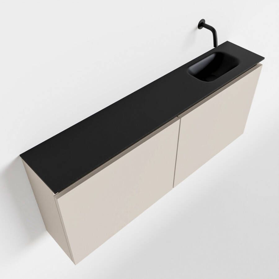 Mondiaz TURE Toiletmeubel 120x23x50cm met 0 kraangaten 2 deuren linen mat Wastafel Eden rechts Solid Surface Zwart FK75341592 - Foto 2