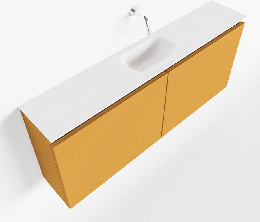 Mondiaz TURE Toiletmeubel 120x23x50cm met 0 kraangaten 2 deuren ocher mat Wastafel Eden midden Solid Surface Wit FK75341176 - Foto 2