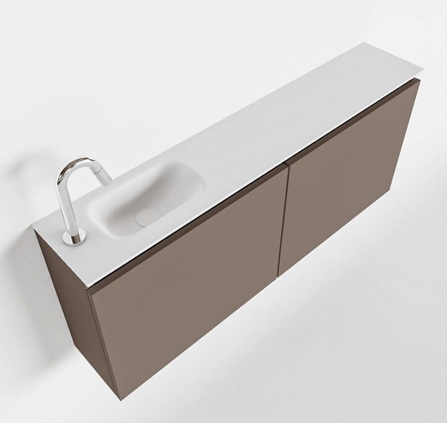 Mondiaz TURE Toiletmeubel 120x23x50cm met 1 kraangaten 2 deuren smoke mat Wastafel Eden links Solid Surface Wit FK75341117 - Foto 3