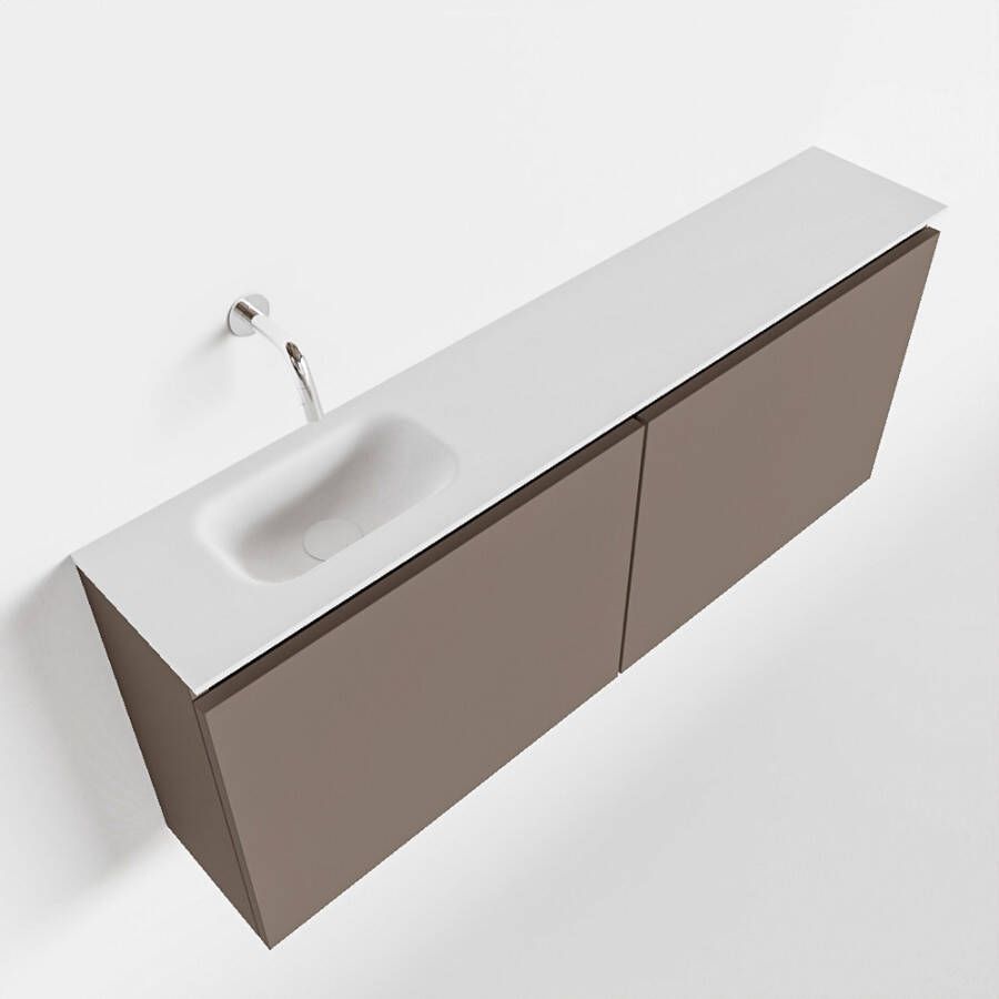 Mondiaz TURE Toiletmeubel 120x23x50cm met 0 kraangaten 2 deuren smoke mat Wastafel Eden links Solid Surface Wit FK75341118