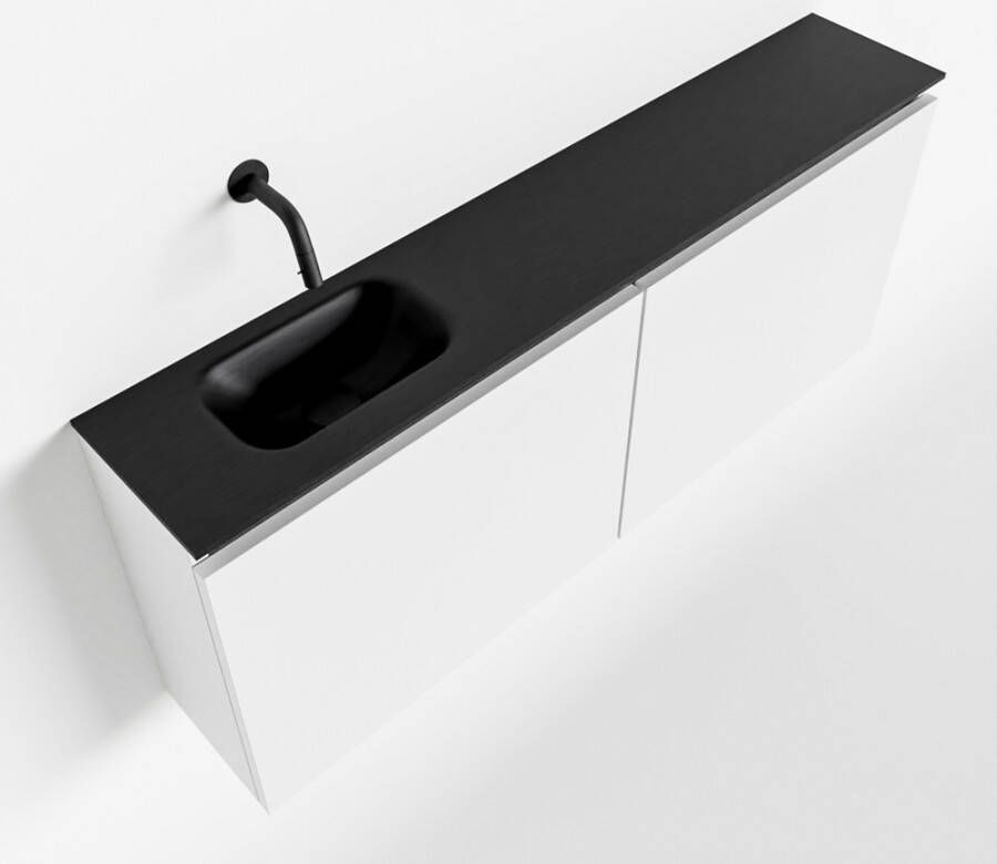 Mondiaz TURE Toiletmeubel 120x23x50cm met 0 kraangaten 2 deuren talc mat Wastafel Eden links Solid Surface Zwart FK75341387 - Foto 2