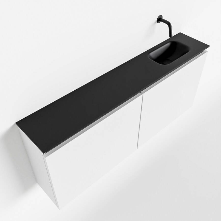 Mondiaz TURE Toiletmeubel 120x23x50cm met 0 kraangaten 2 deuren talc mat Wastafel Eden rechts Solid Surface Zwart FK75341389 - Foto 2