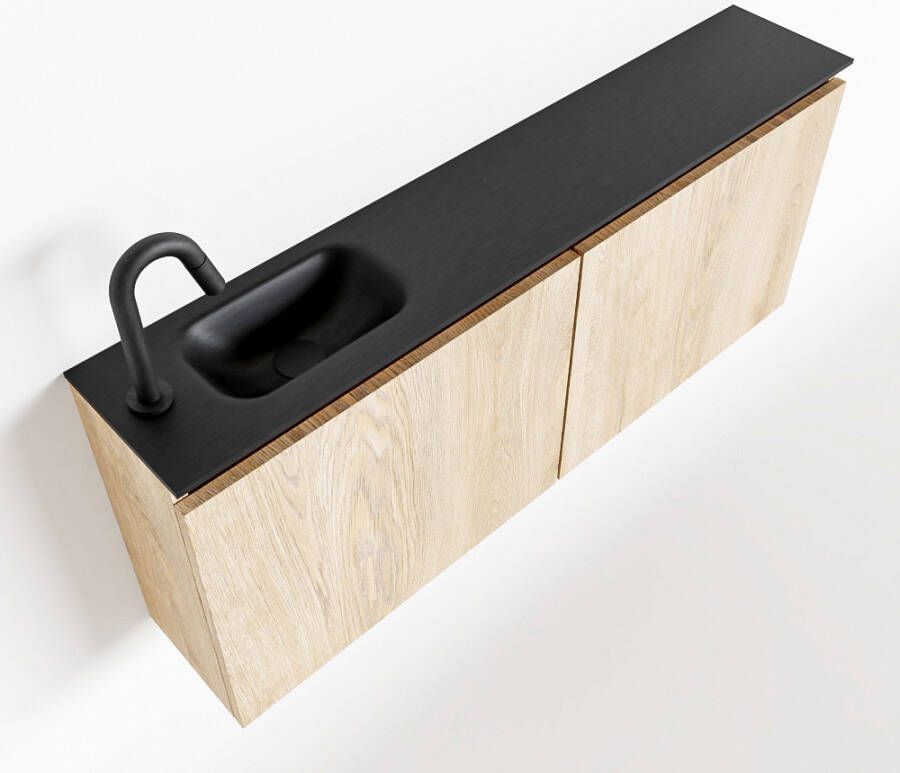 Mondiaz TURE Toiletmeubel 120x23x50cm met 1 kraangaten 2 deuren washed oak mat Wastafel Eden links Solid Surface Zwart FK75341647 - Foto 2
