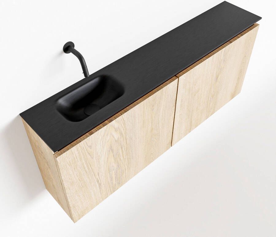 Mondiaz TURE Toiletmeubel 120x23x50cm met 0 kraangaten 2 deuren washed oak mat Wastafel Eden links Solid Surface Zwart FK75341648 - Foto 2