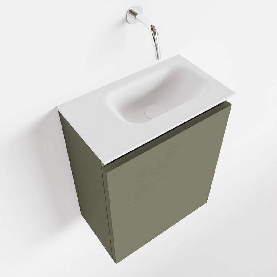Mondiaz TURE Fonteinset 40x23x50cm 0 kraangaten 1 deur army mat Wasbak rechts Solid Surface Wit FK75341126