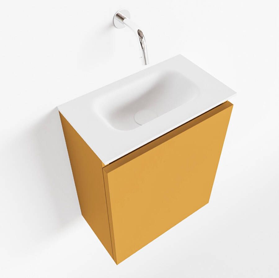 Mondiaz TURE Fonteinset 40x23x50cm 0 kraangaten 1 deur ocher mat Wasbak midden Solid Surface Wit FK75341152 - Foto 2