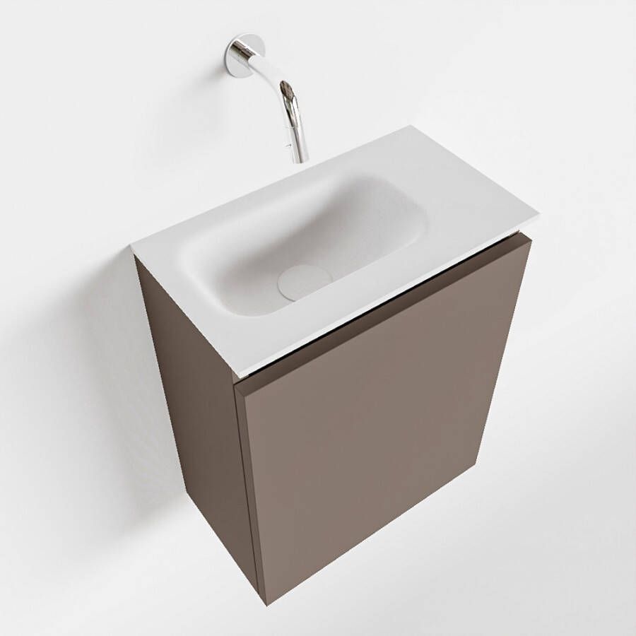 Mondiaz TURE Fonteinset 40x23x50cm 0 kraangaten 1 deur smoke mat Wasbak links Solid Surface Wit FK75341094